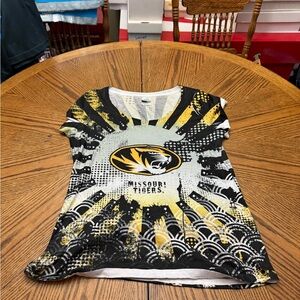 Women's Graphic Tee with Missouri Tiger Design - Black and Yellow